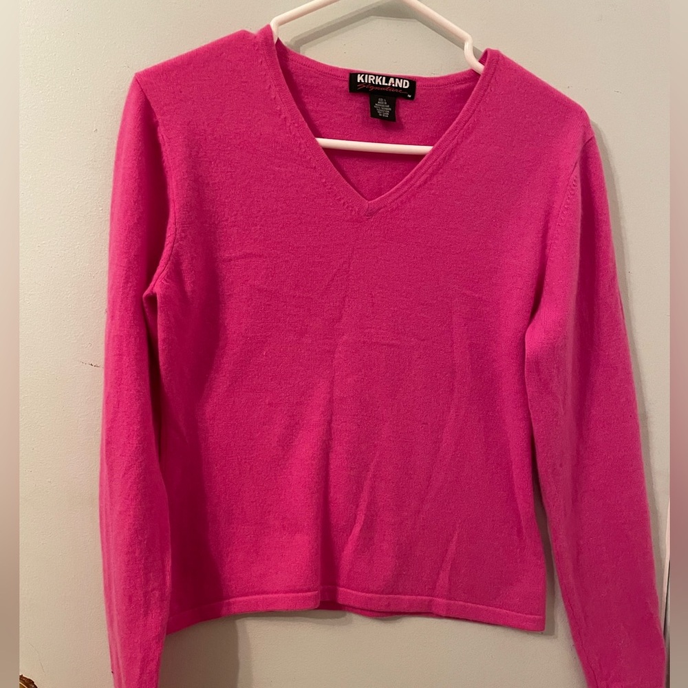 Kirkland 100% Cashmere Cozy V-Neck Pink Sweater Size L